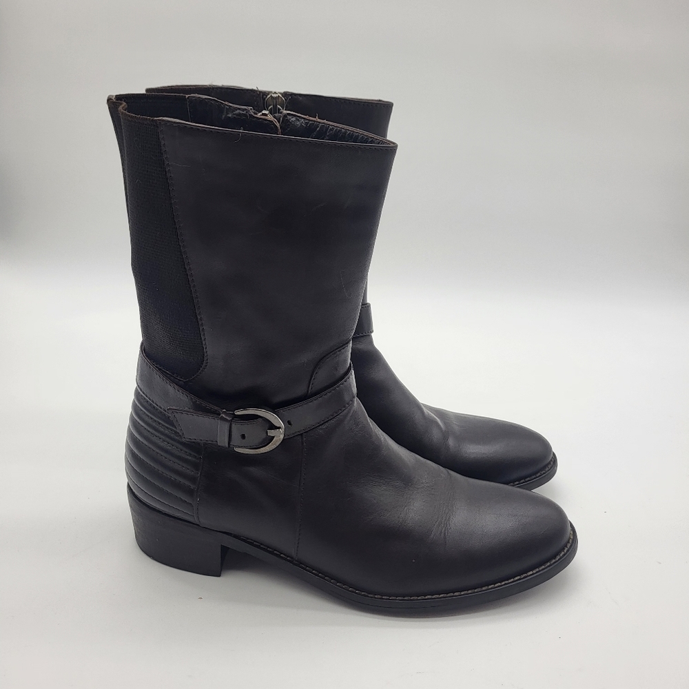 Aquatalia Chocolate Brown Zip Up Rubber Bottom Sole Bootie Sz 6½